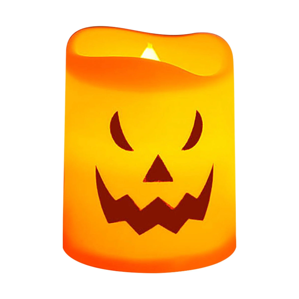 6 Pcs Halloween Pumpkin Candles, Halloween Tea Lights Candles, Battery Powered LED Lights with Warm, Flameless Candle for Home outside Yard Lawn Garden
