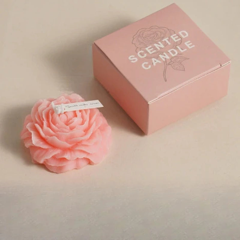 3D Peony Aromatherapy Candle - Creative Flower Shape, Wedding Decor Gifts Box & Valentine'S Day Scented Souvenir Ornament