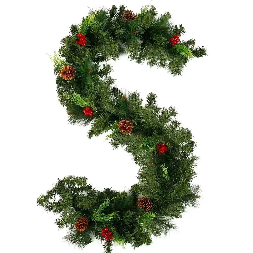 Christmas LED Rattan Wreath Decorative, Christmas Garland Artificial Xmas Tree Rattan Banner Decoration Wreath for Navidad Decor