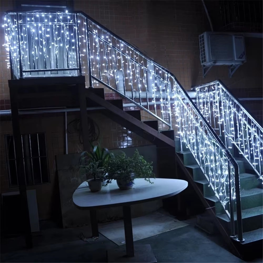 Christmas Lights Waterfall Outdoor Decoration 5M Droop 0.4-0.6M Led Lights Curtain String Lights Party Ggarden Eaves Decoration