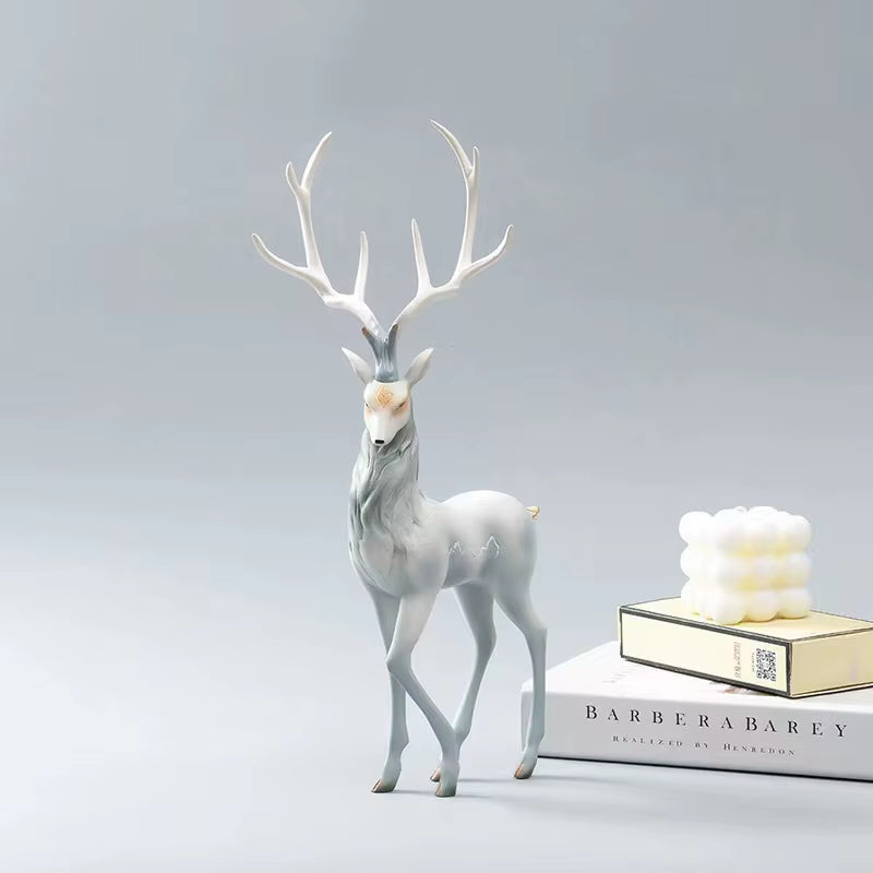 High End Deer Statue Reindeer Figurines Resin Sculpture for Living Room Luxury Home Decoration Nordic Tabletop Ornaments New