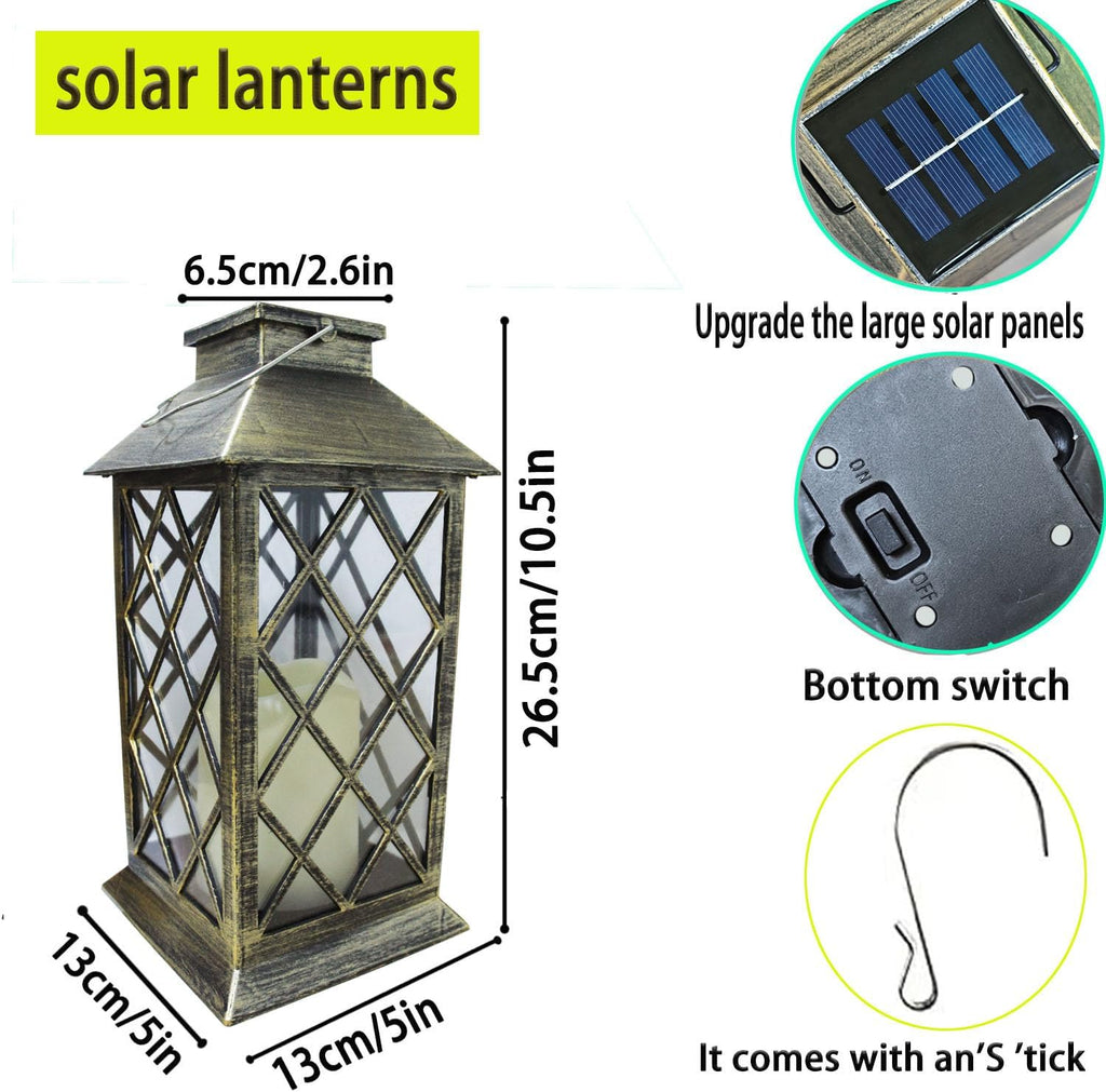 Solar Hanging Garden Lantern, Waterproof LED Flickering Flameless Candle Light (1Pack)