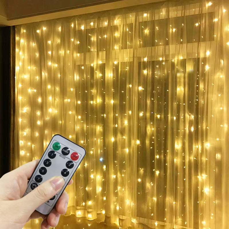 6M/3M LED Christmas Lights Fairy String Lights Curtain Garland USB Festoon Remote Christmas Decoration for Home New Year 2024