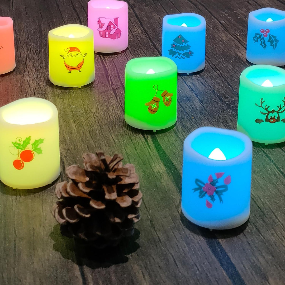 Set of 12 Color Changing Battery Operated LED Flameless Votive Candles