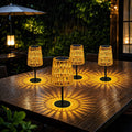4Pcs Solar Table Lamp Outdoor Waterproof: Rechargeable LED Solar Lantern for Garden Yard, Solar Lights outside Cordless Table Rattan Lamp, Small Deck Lamp for Balcony Patio, Garden Gifts for Women
