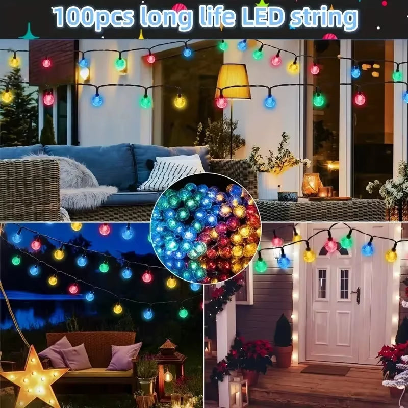 Waterproof Solar Bubble Ball Light String Lights Outdoor Crystal Globe String Light Garden Party Christmas Decoration