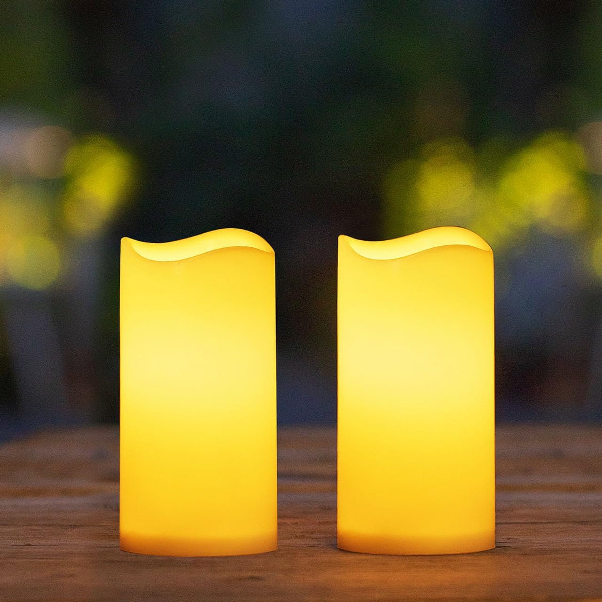 Solar Candles Outdoor Waterproof, 3" X 6" Ivory White Flameless Candles, Dusk to Dawn Light Sensor, LED Rechargeable Pillar Solar Candles for Outdoor Lanterns, Patio Decor, Set of 2