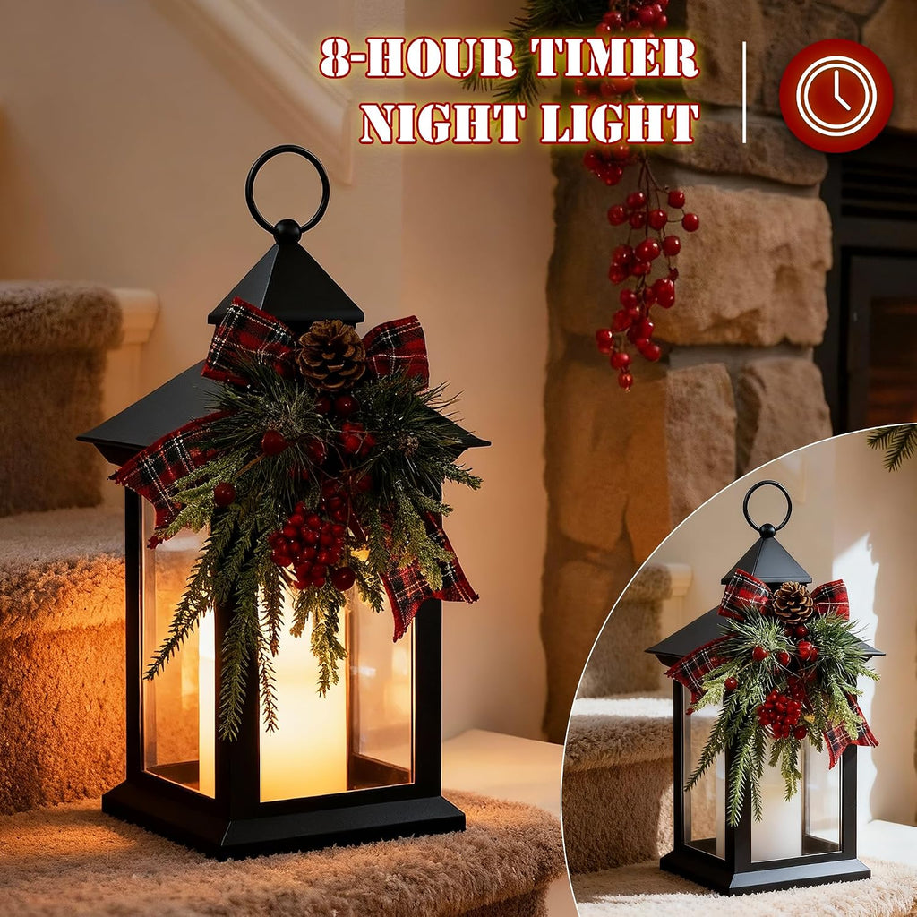 Christmas Decorative Candle Lanterns, 1 Packs 14" Xmas Porch Decor