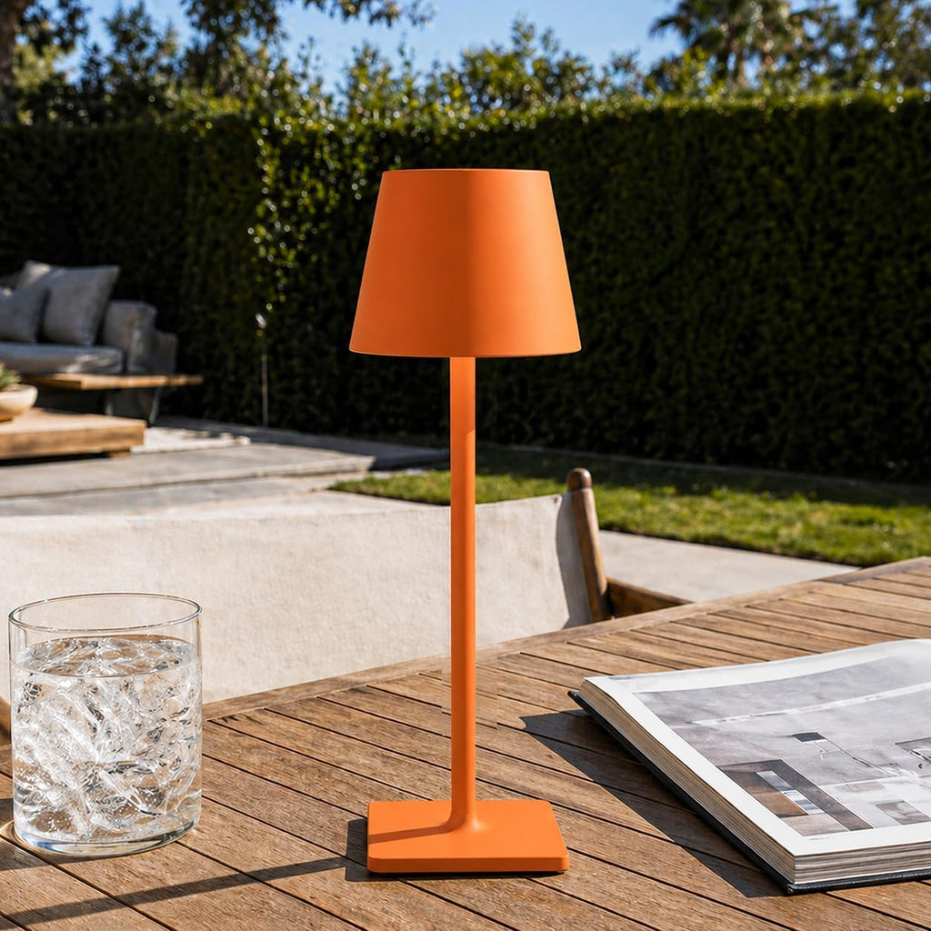 Orange Cordless Table Lamp Set of 2-3 Way and Stepless Dimmable - for Restaurant Dining Bedroom Home Bar