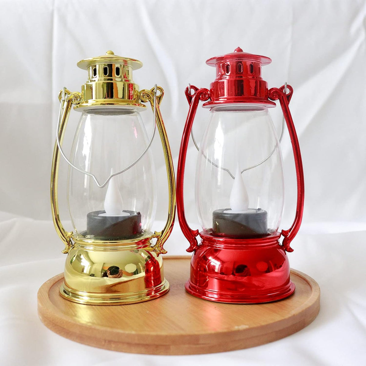 (6 Pcs-5.1In) Mini Red Lanterns for Christmas Decor, Lightweight Portable Small LED Lanterns Decorative Indoor & Outdoor Hanging Ornaments for Weddings Party Halloween Classroom Decorations