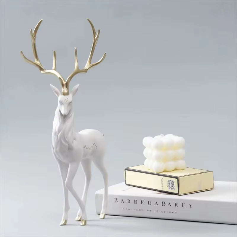 High End Deer Statue Reindeer Figurines Resin Sculpture for Living Room Luxury Home Decoration Nordic Tabletop Ornaments New