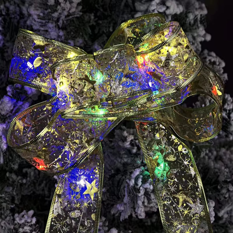 Christmas Decoration Ribbon Fairy Lights Christmas Tree Ornament Christmas String Lights Navida Natal New Year Decoration 2025