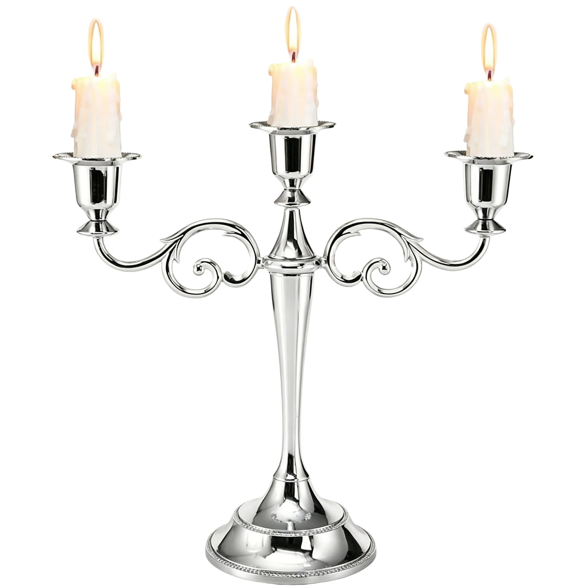 Vintage Scroll 3 Arms Candelabra Metal Taper Candle Stand Elegant Table Ornament for Banquet Holiday Wedding Reception Decor