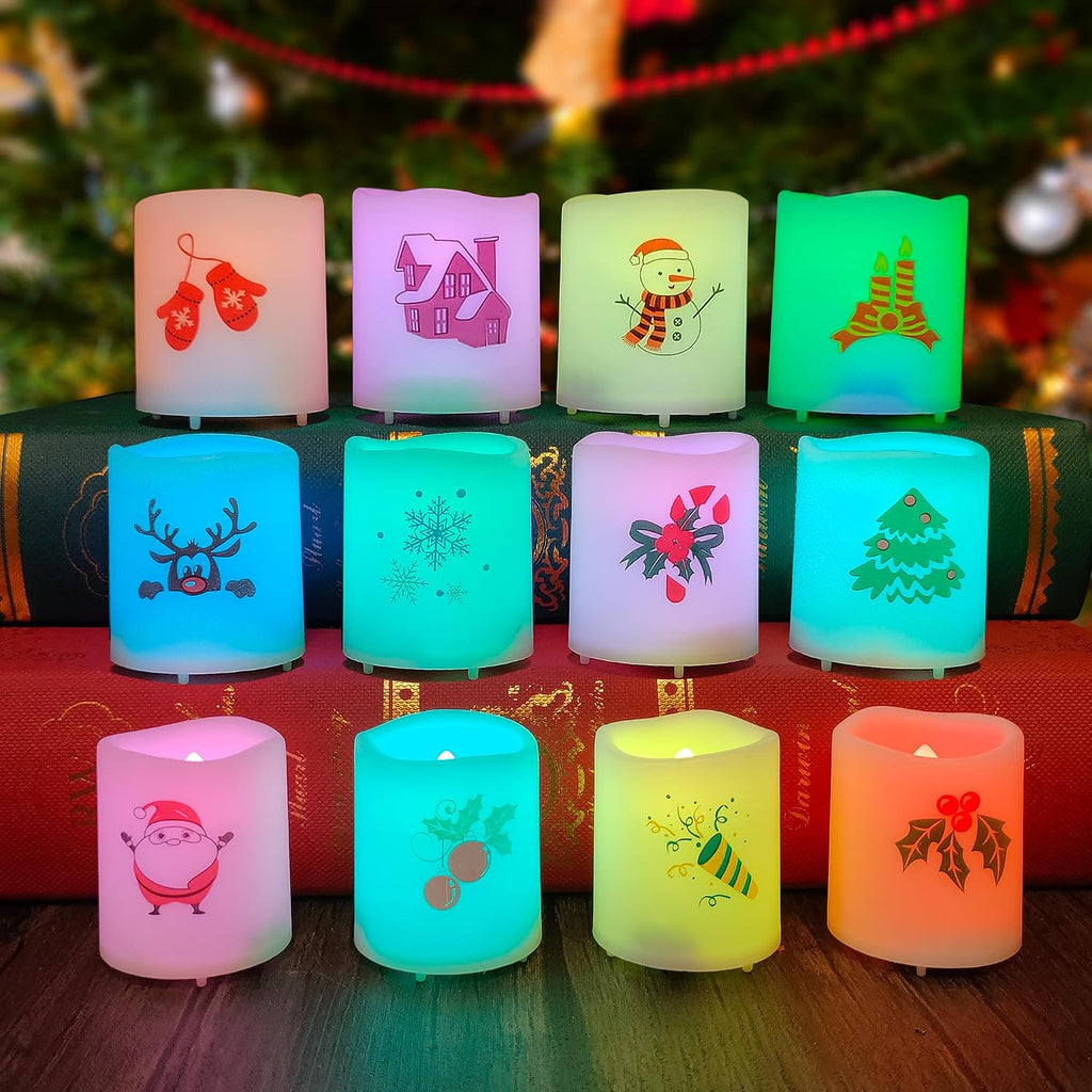 Set of 12 Color Changing Battery Operated LED Flameless Votive Candles