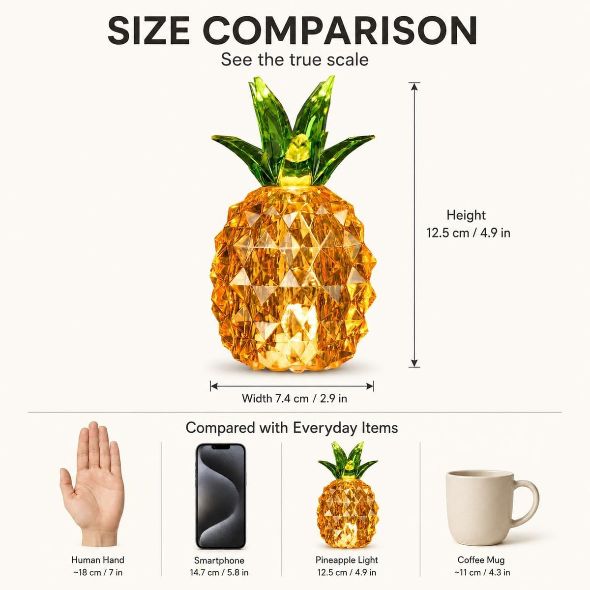 Gold Pineapple Decor, 4.9 Inch Small Battery Operated Table Lamp