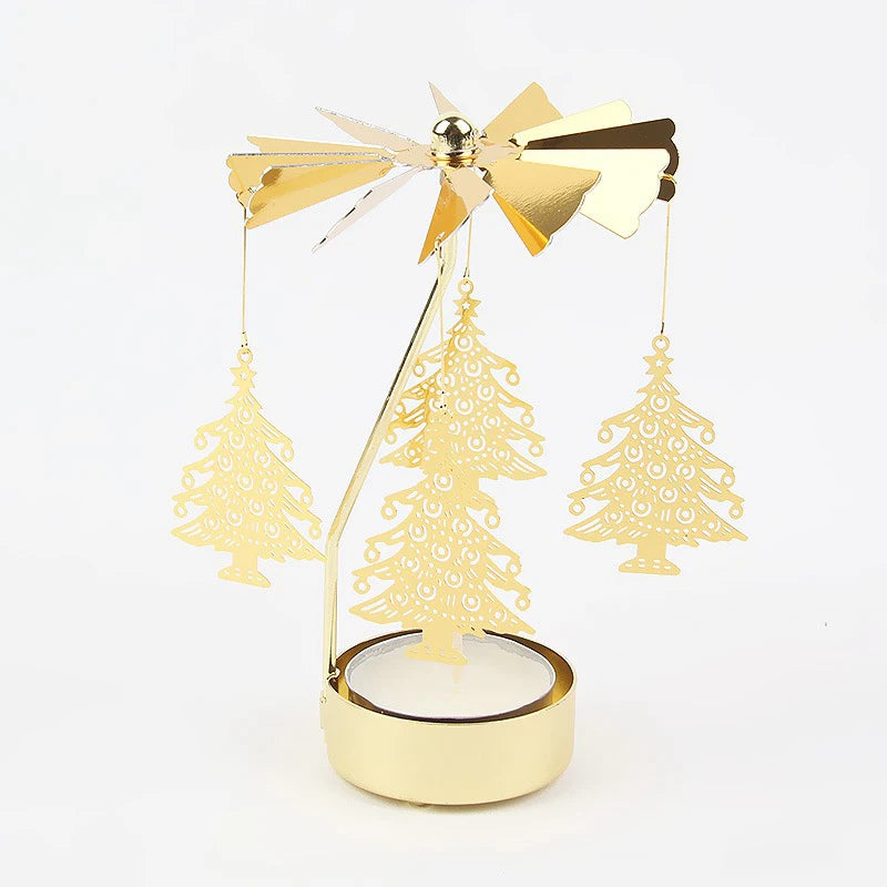 1Pc Metal Hot Rotating Candle Holder Christmas Rotating Candle Holder Dinner Party Wedding Party Candle Holder Decoration Gift