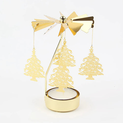 1Pc Metal Hot Rotating Candle Holder Christmas Rotating Candle Holder Dinner Party Wedding Party Candle Holder Decoration Gift