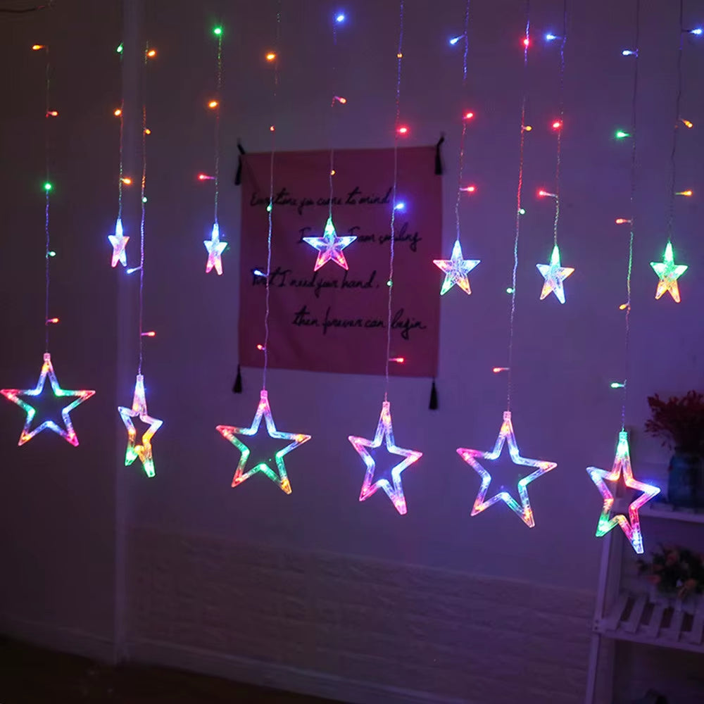 LED String Lights Pentagram Star Curtain Lights Fairy Wedding Birthday Christmas Lighting Lamp Indoor Home Decoration String