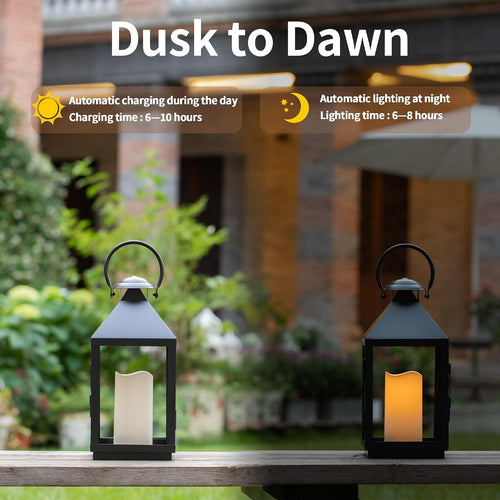 Solar Candles Outdoor Waterproof, 3" X 6" Ivory White Flameless Candles, Dusk to Dawn Light Sensor, LED Rechargeable Pillar Solar Candles for Outdoor Lanterns, Patio Decor, Set of 2