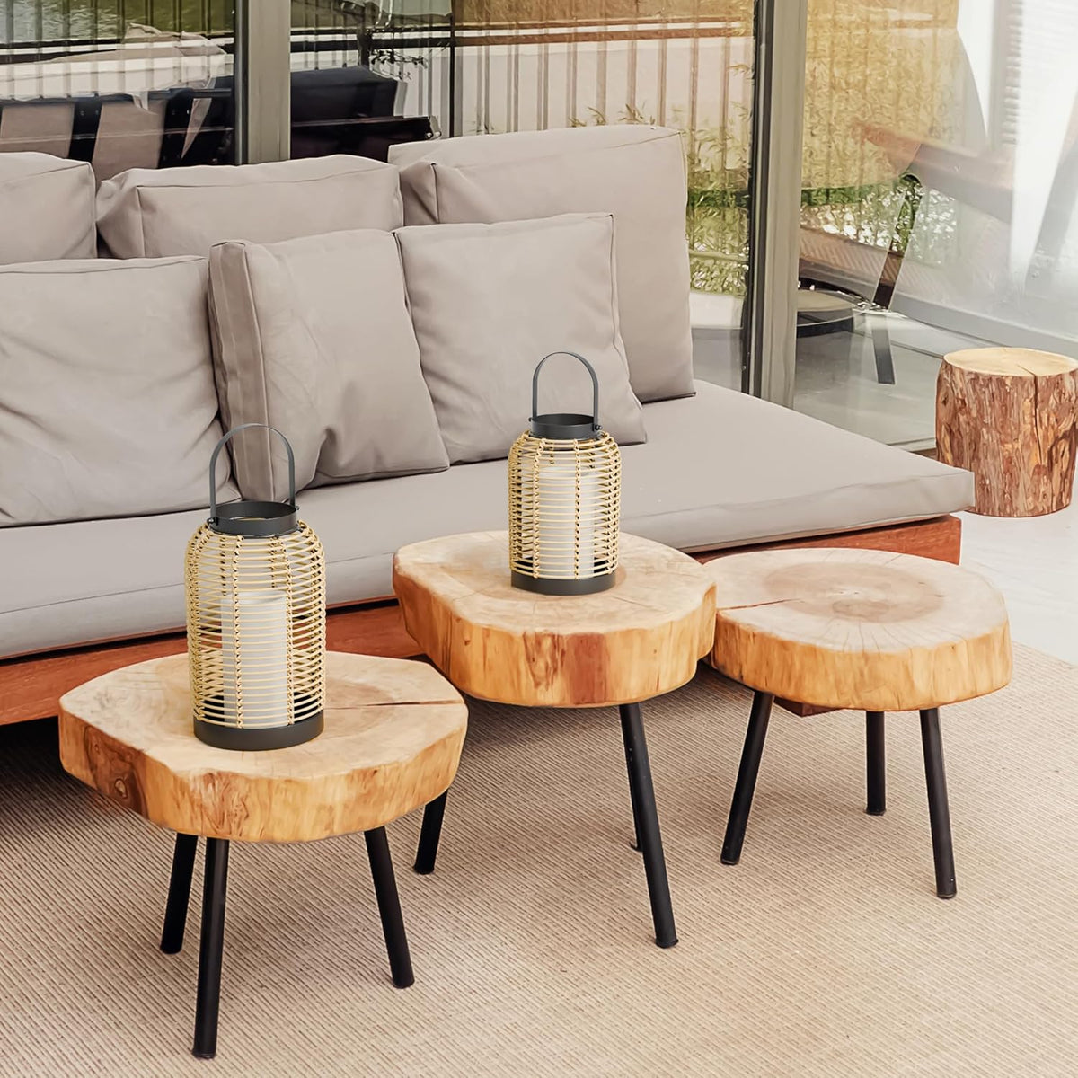 Natural Rattan Boho Lanterns - Handcrafted Chic Farmhouse Decor for Home
