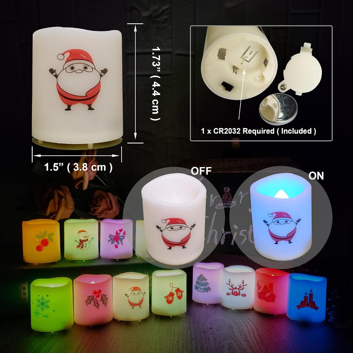 Set of 12 Color Changing Battery Operated LED Flameless Votive Candles