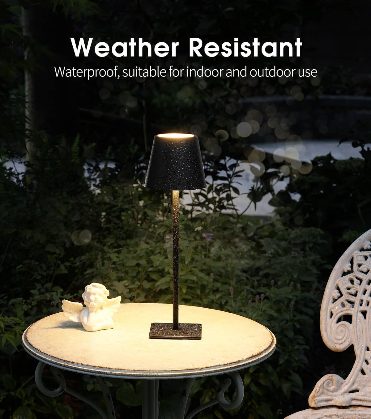 3 Pack Cordless Table Lamp, Battery Operated Lamp - Portable Waterproof Rechargeable Table Lamp W/ 3 Color Temps & Stepless Dimming for Dinner, Desk, Cafe, Outdoor (Black)