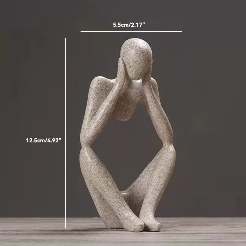 Sand Color the Thinker Abstract Statues Sculptures Yoga Figurine Nordic Living Room Home Decor Decoration Maison Desk Ornaments