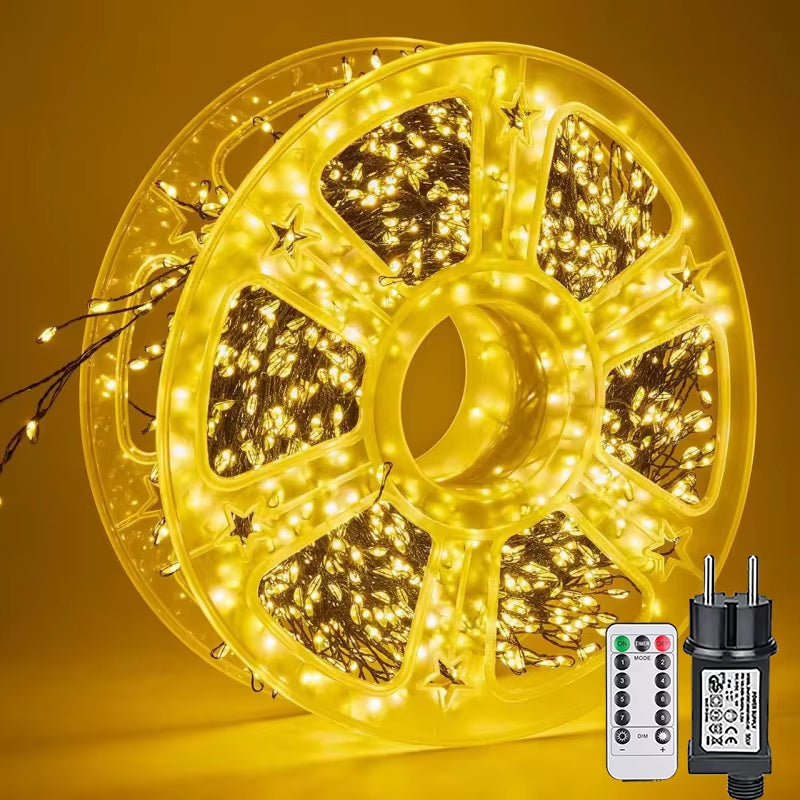 LED Firecracker String Lights 30-75M Garland Fairy Lights EU/US DC Holiday String Lights for Wedding Party Christmas Decoration