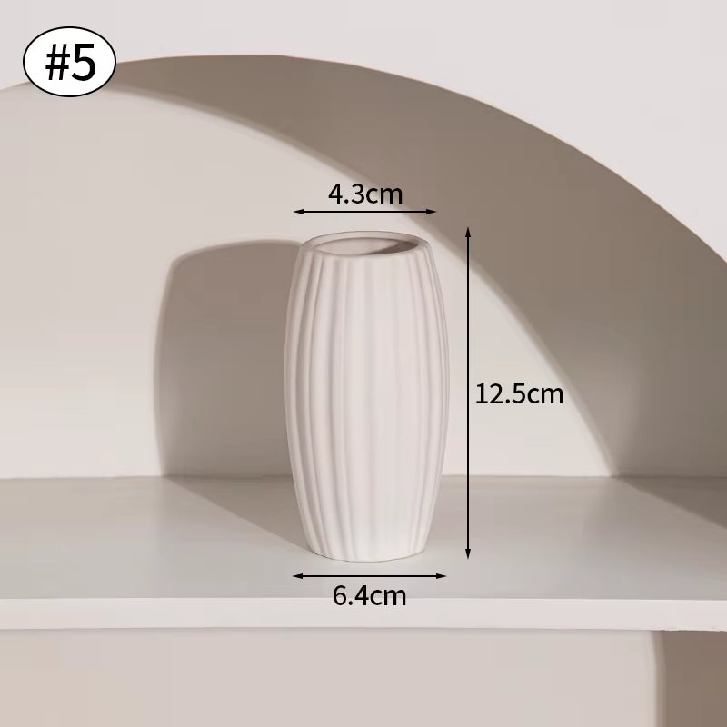 White Ceramic Vases Nordic Decorative Vasen Ornaments Home Living Room Decor Flower Arrangements Sketching Props Desktop Decor