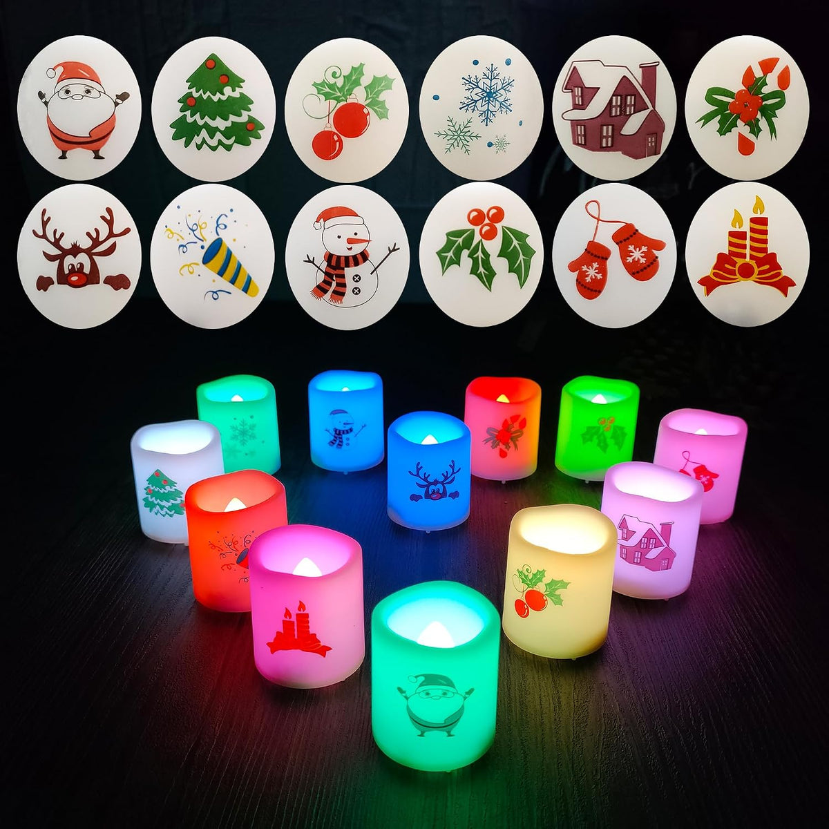 Set of 12 Color Changing Battery Operated LED Flameless Votive Candles