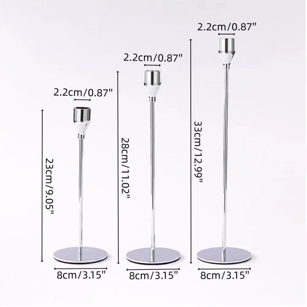 3Pcs/Set Candle Holder Taper Candle Holders LED Tea Light Candlestick for Home Decor Christmas Wedding Dinning Anniversary