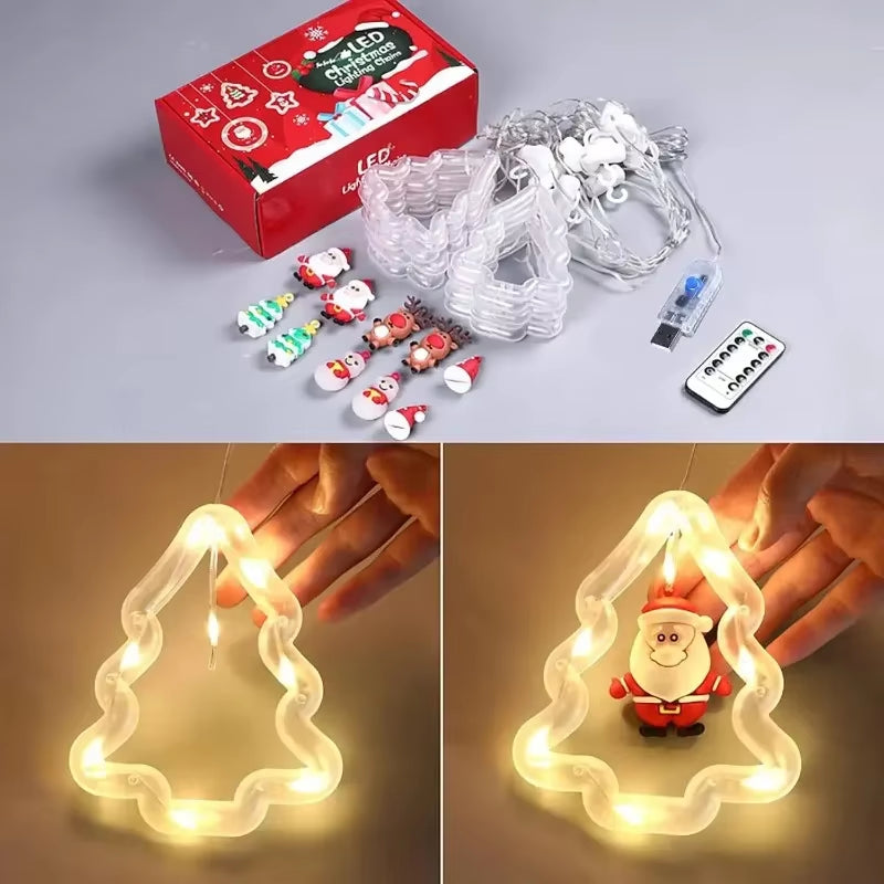 2026 Christmas Tree LED Curtain Lights for Window Decoration Party Background String Lights Holiday Home Decor Supplies