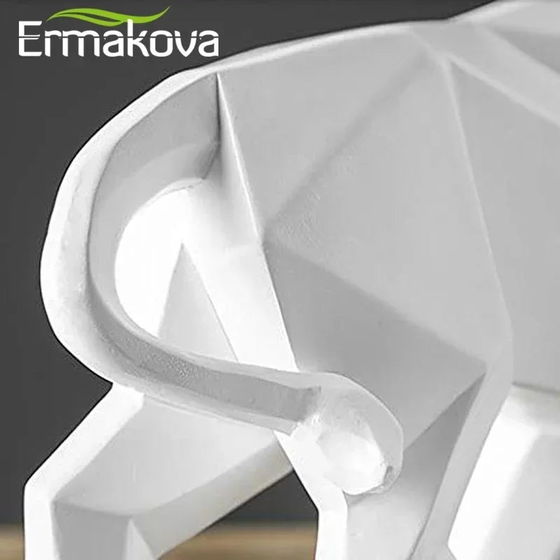 Geometric Resin Bull Statue Bison Sculpture Decoration Abstract Animal Figurine Room Desk Home Decoration Gift