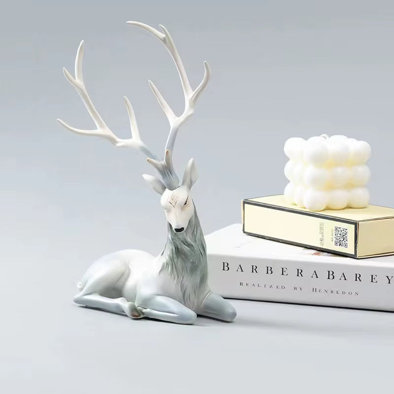 High End Deer Statue Reindeer Figurines Resin Sculpture for Living Room Luxury Home Decoration Nordic Tabletop Ornaments New