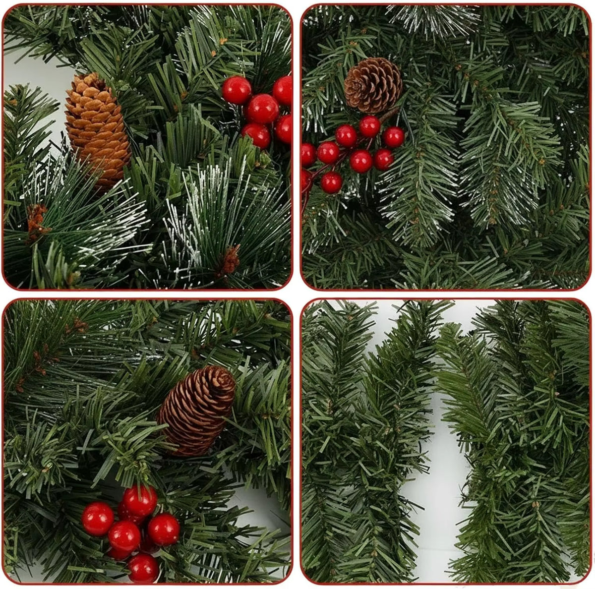 Christmas LED Rattan Wreath Decorative, Christmas Garland Artificial Xmas Tree Rattan Banner Decoration Wreath for Navidad Decor