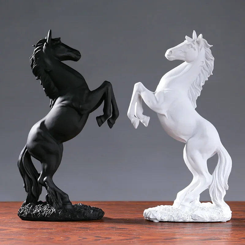 Resin Statue Golden White Black Horse Figure Nordic Abstract Ornaments for Figurines for Interior Sculpture Room Home Decor