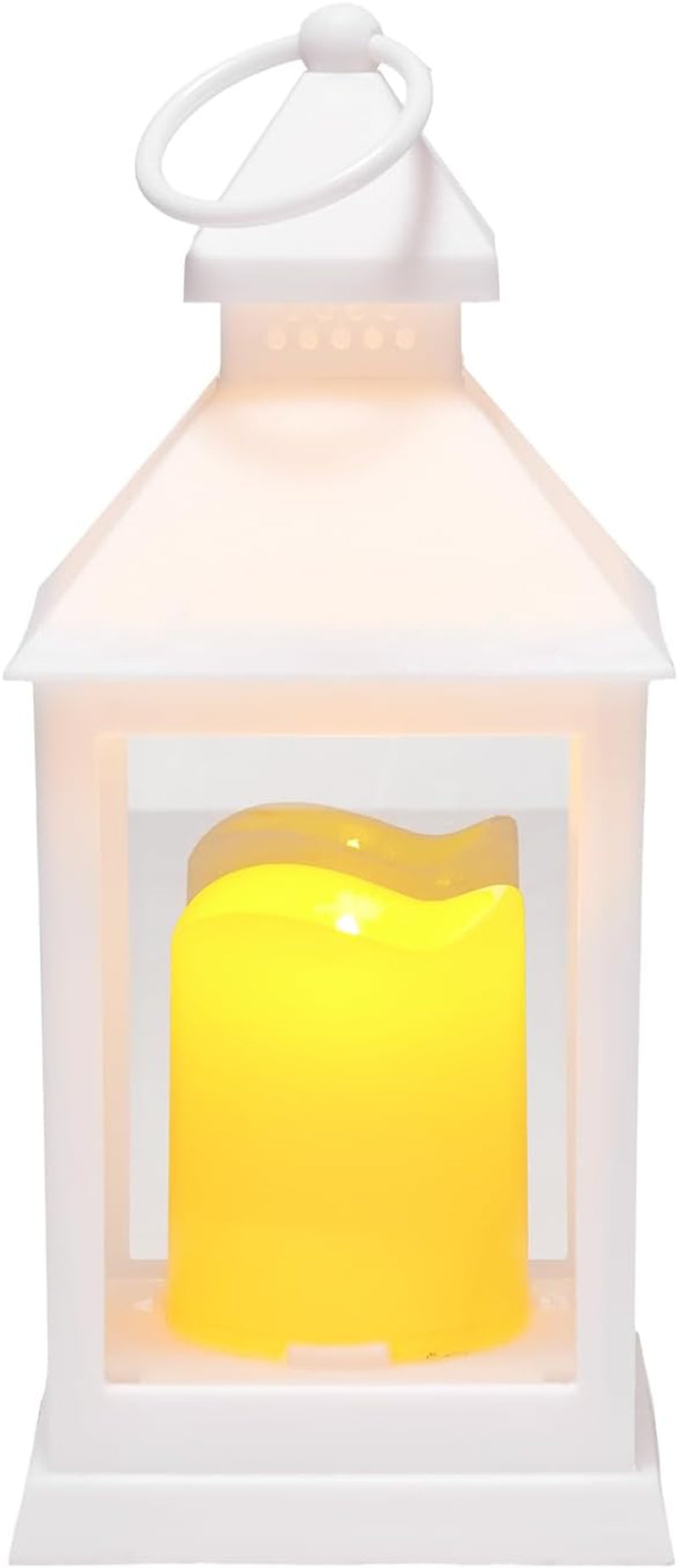 12 Pcs Decorative Candle Lantern, LED Electric Flameless Candle, Plastic LED Holder with Glass, Wall Hanging Indoor Porch Lanterns for Wedding Table Party Farmhouse Indoor Decor, White