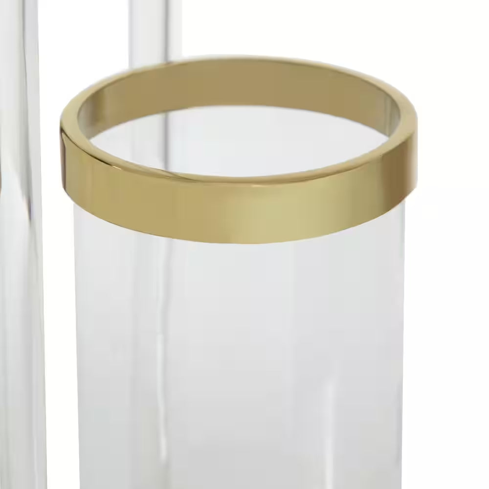 23 In. H Gold Stainless Steel Decorative Candle Lantern with Acrylic Accents