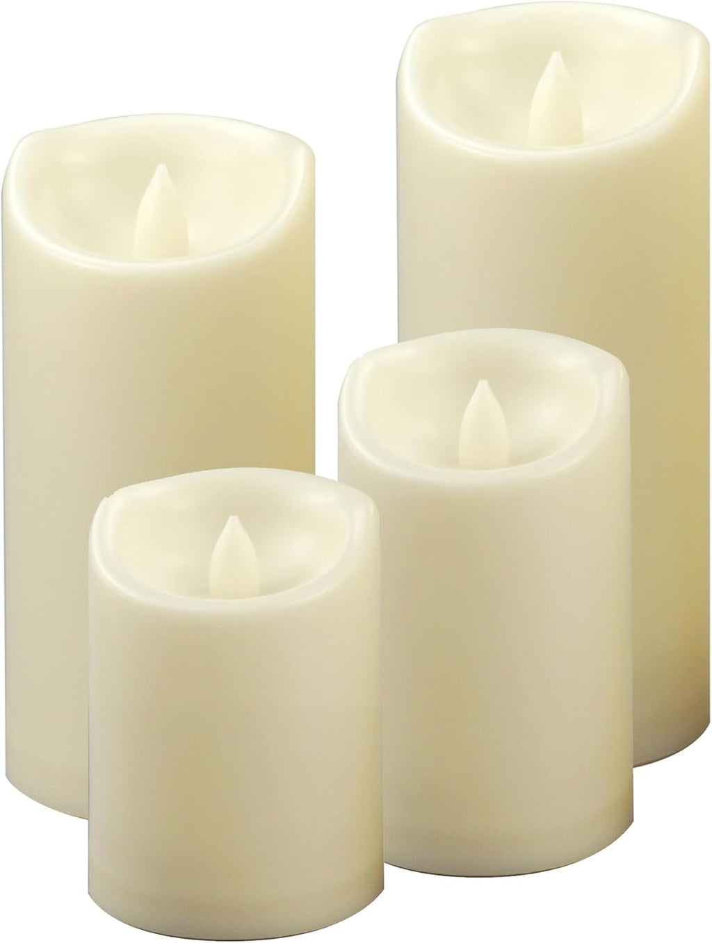 Outdoor Battery Operated Flameless LED Pillar Candles W/Auto Timer 4 Pack