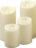 Outdoor Battery Operated Flameless LED Pillar Candles W/Auto Timer 4 Pack