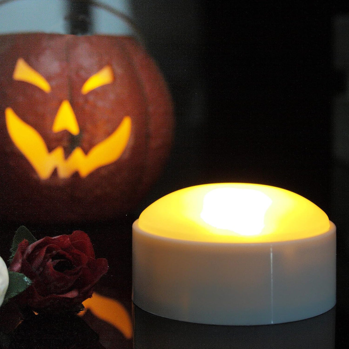6 Halloween Battery LED Jack-O-Lantern Pumpkin Lights with Remote White