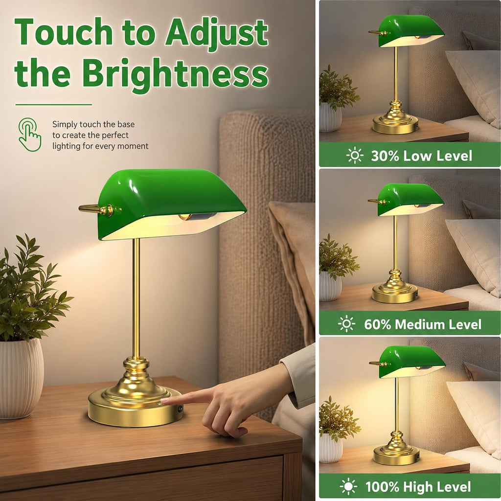 Cordless Bankers Lamp | Green Bankers Desk Lamp Rechargeable