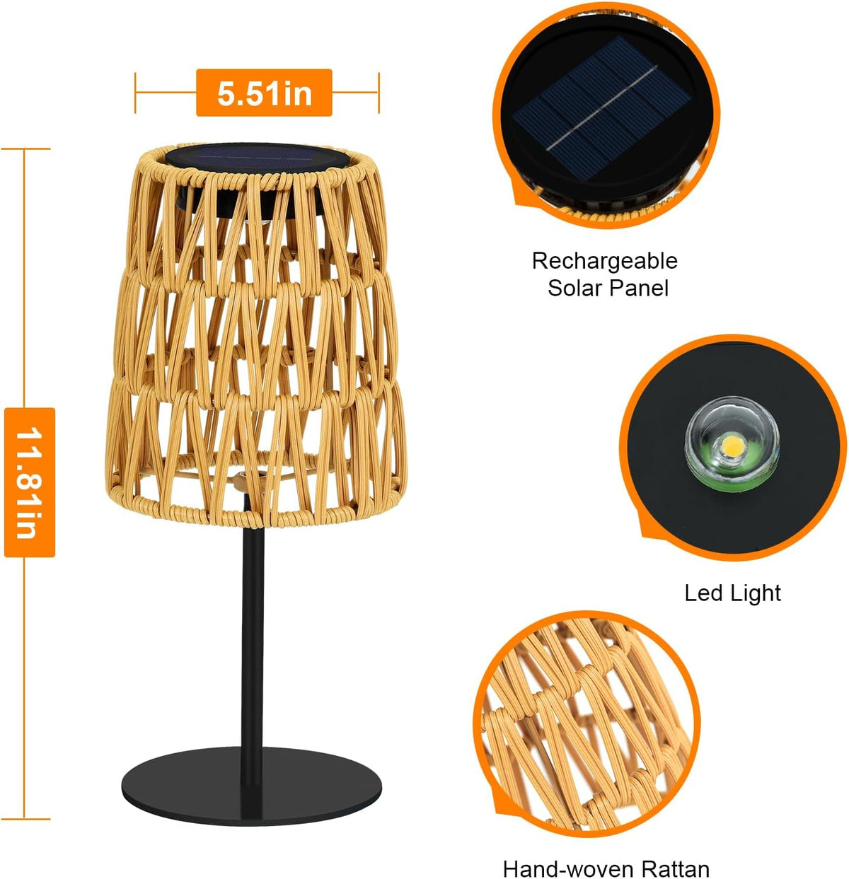 4Pcs Solar Table Lamp Outdoor Waterproof: Rechargeable LED Solar Lantern for Garden Yard, Solar Lights outside Cordless Table Rattan Lamp, Small Deck Lamp for Balcony Patio, Garden Gifts for Women