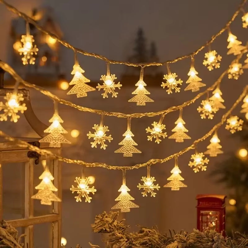 3M Christmas Lights Snowflake String Lights Fairy Lights Waterproof Star Ball LED Lamp for Home Christmas Tree Garden Decoration