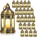 24 Pcs Mini Halloween Lantern Centerpiece with LED Candle,Gold