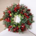 40X40Cm Christmas Wreath Fashion Winter Berry Wreath Front Door Christmas Wreath Red Berry Xmas Decoration for Window Wall Decor