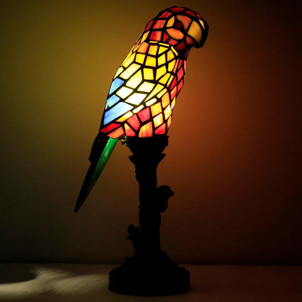 Small Tiffany Lamp Parrot Table Lamp Stained Glass Accent Lamp