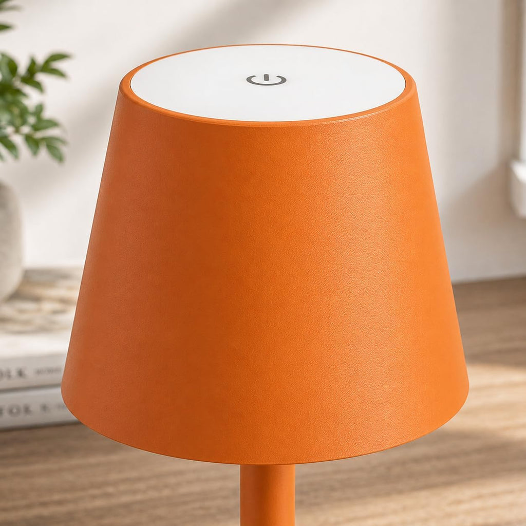 Orange Cordless Table Lamp Set of 2-3 Way and Stepless Dimmable - for Restaurant Dining Bedroom Home Bar