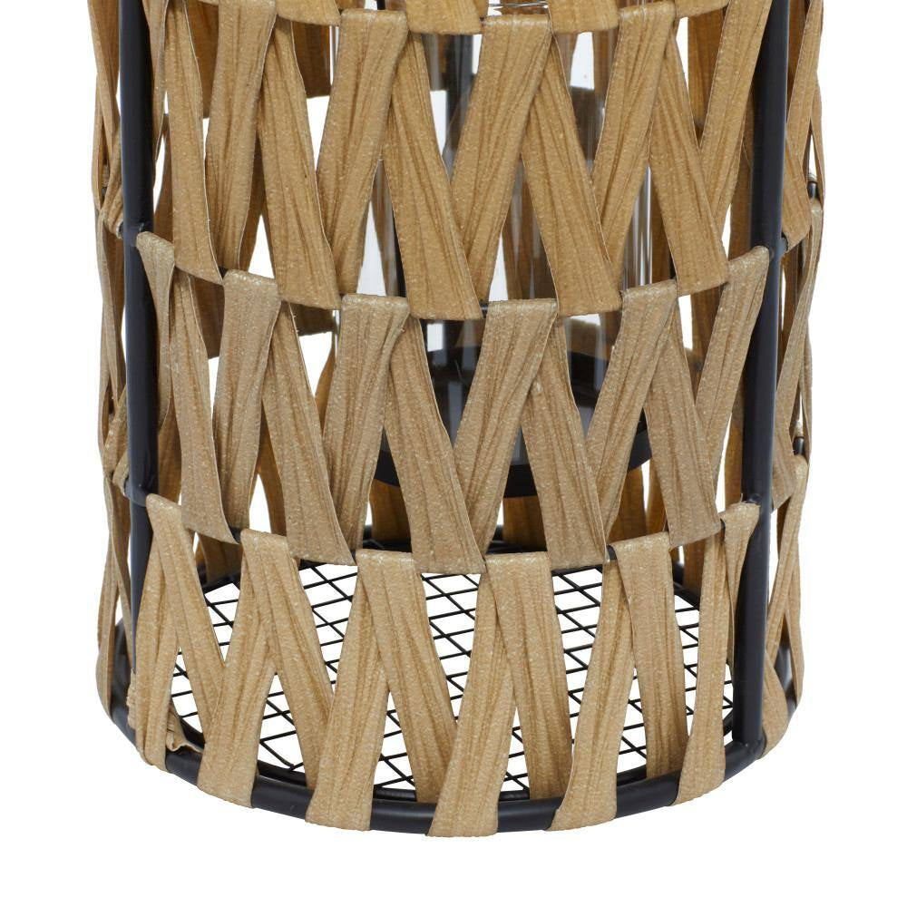 17 In. H Brown Plastic Rattan Decorative Candle Lantern