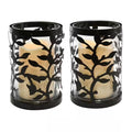 6.5 In. Vine Metal and Glass Candle Holder with LED Candle (Set of 2)
